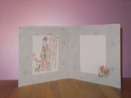 6 x 6 Card Insert Japanese Lady Teal/Cream by Susan Lapornik