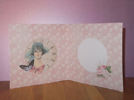 6 x 6 Card Insert Shabby Chic Lady in Sunhat, Pink/Cream by Susan Lapornik