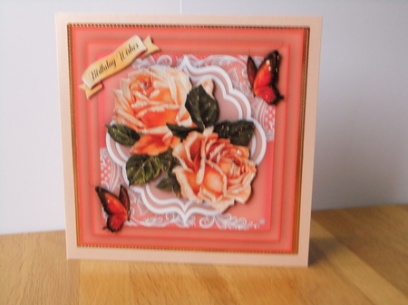 Beautiful Orange Roses and Corner Lace by Susan Lapornik