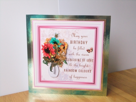 Sunshine Birthday Decoupage 7x7ins Topper 2 by Susan Lapornik