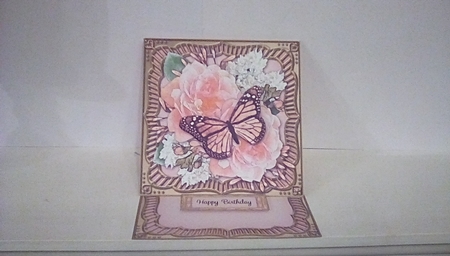 3D Easel Card Mini Kit - Butterfly & Flowers on Gold Frame by Susan Lapornik