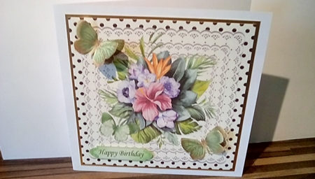 pretty black polka dot & lace 8x8 frame with tropical flowers by Susan Lapornik