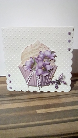 Floral cupcake Decoupage Sheet - Purple Lilies by Susan Lapornik