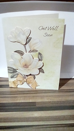 White Magnolias Get Well Card Front with Decoupage by Susan Lapornik