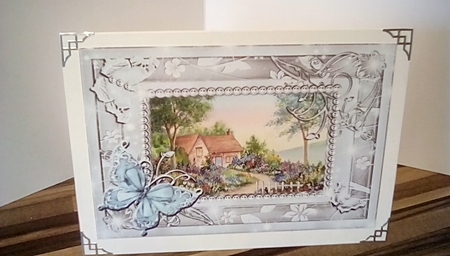 Poppy Fields and Country cottage garden. 2 Butterfly framed card toppers by Susan Lapornik