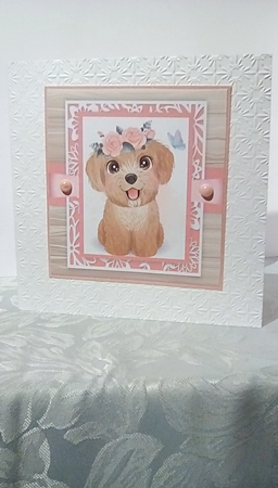 Gorgeous Scruffy Brown Dog With Roses 8x8 by Susan Lapornik
