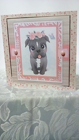 Gorgeous Staff Dog With Roses 8x8 by Susan Lapornik