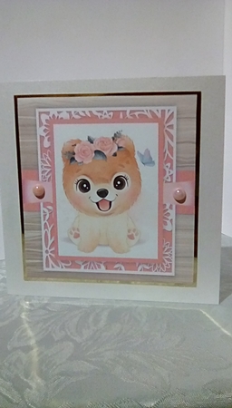 Gorgeous Light Brown Dog With Roses 8x8 by Susan Lapornik