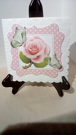 Pretty in pink polkadot 7x7 frame with pink roses by Susan Lapornik