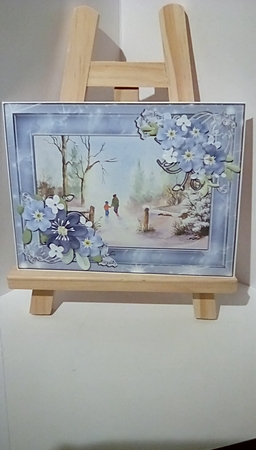 Winter 2 Christmas Winter scene.  Christmas card topper with decoupage by Susan Lapornik