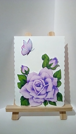 Big lilac rose with diamond bow. butterflies cut outs by Susan Lapornik