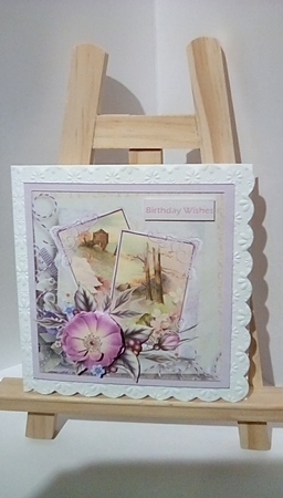 A country scene and flowers 6x6 card by Susan Lapornik