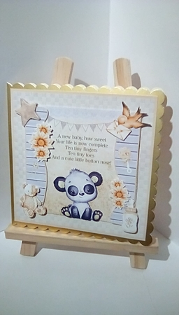 Panda - New Baby Neutral Unisex Card Mini Kit & Decoupage by Susan Lapornik