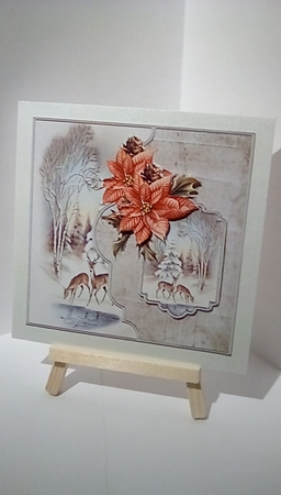 Reindeer drinking water 6x6 card by Susan Lapornik