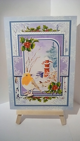 Robin In Snowy Garden A5 Card Front Minikit by Susan Lapornik
