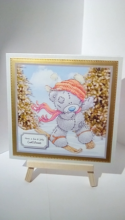Tatty Teddy Skiing Christmas card topper by Susan Lapornik