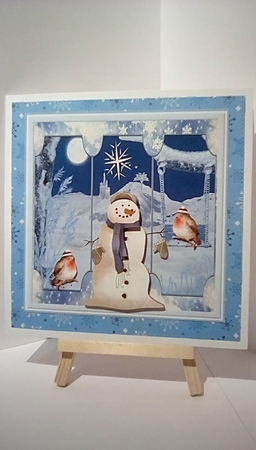 Snowman and robin 6x6 card by Susan Lapornik