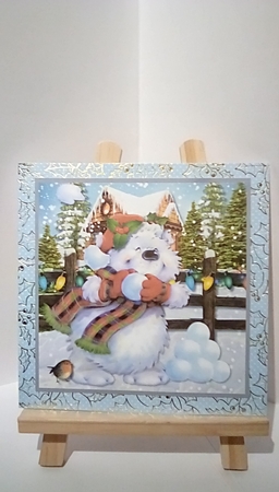 Christmas Dog Snowball Fight by Susan Lapornik