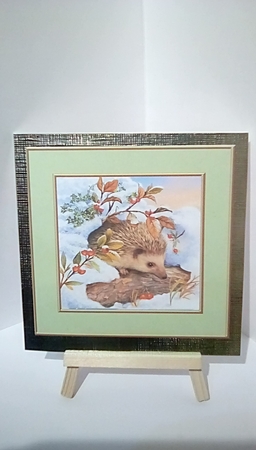 Cute little hedgehog in the snow 7x7 with pyramids by Susan Lapornik