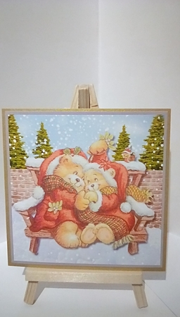 Cute Cuddling Christmas Bears by Susan Lapornik