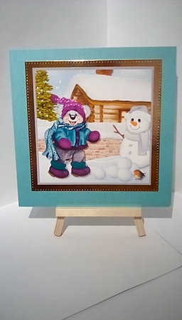 Christmas Teddy and Snowman by Susan Lapornik