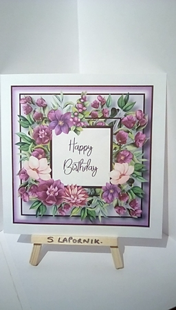 Floral Birthday Frame 1 8x8 by Susan Lapornik