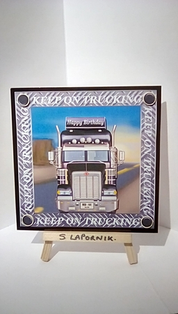Black wagon card front by Susan Lapornik