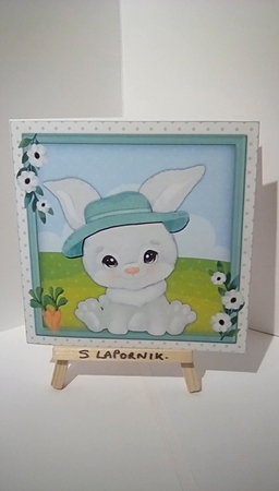 Gorgeous Rabbit in a Green  Hat  by Susan Lapornik