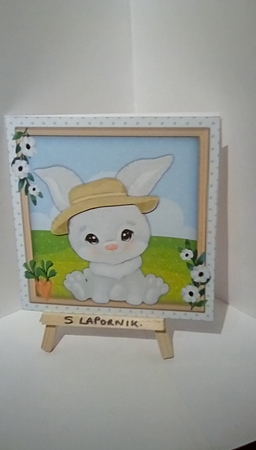 Gorgeous Rabbit in a Buff  Hat  by Susan Lapornik