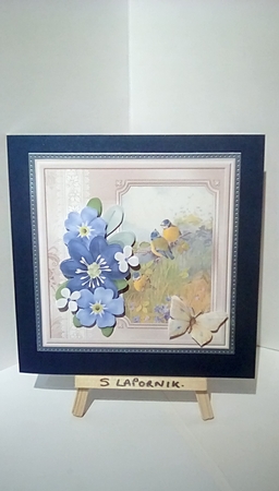 Blue tits and flowers 7x7 by Susan Lapornik