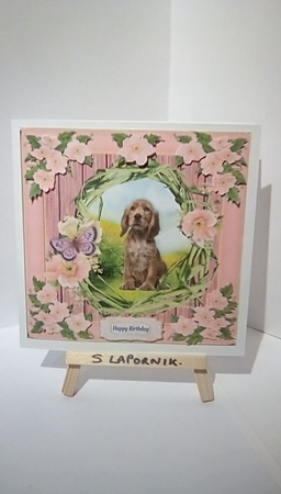 Floral wreath pup card front 2 by Susan Lapornik