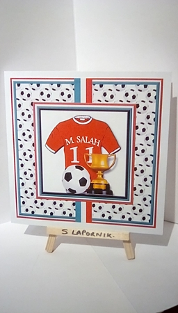 8x8 M Salah Football Card Front with Decoupage   by Susan Lapornik