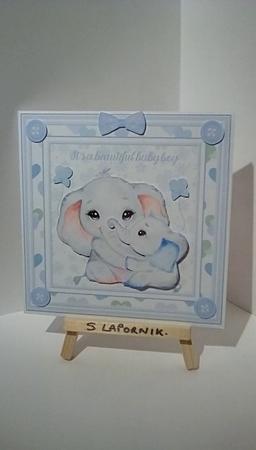 Baby Boy Decoupage 7x7ins Topper by Susan Lapornik