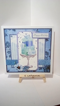 8 x 8 Decoupage Card Mini Kit Aqua/Blue Tiered Cake, 5 Sheets by Susan Lapornik