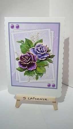Purple and gold roses by Susan Lapornik
