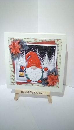 Christmas Gnome with Lamp by Susan Lapornik