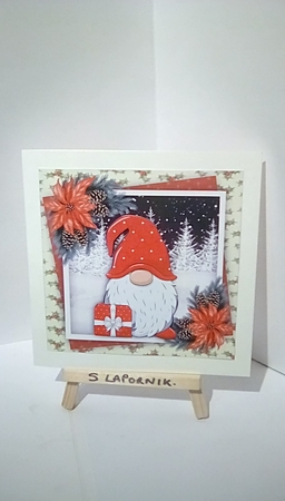 Christmas Gnome with Present by Susan Lapornik