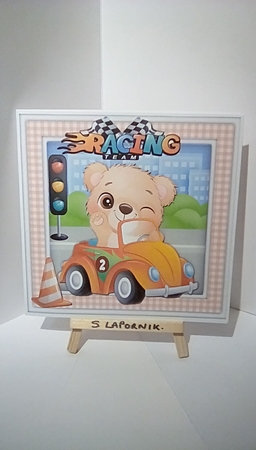 7x7 Mini Kit, Bears Racing Car by Susan Lapornik