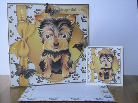 Cute Little Yorkshire Terrier with Gold Bow, 8x8 Mini Kit by Susan Lapornik