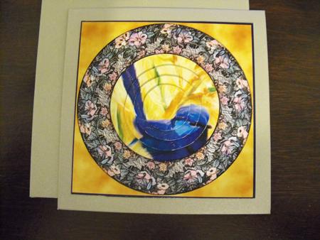 Blue Wren in Antique Floral Frame Circular Pyramid by Susan McLachlan