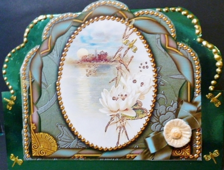 Oriental Lily Ribbon Giant 8in Scallop Bottom Stacker by Susan Powell-Barton