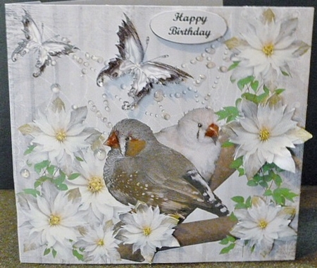White Flowers & Butterflies & Birds & Decoupage by Susan Powell-Barton