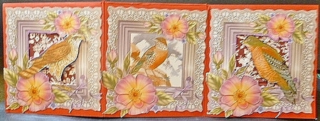 6 x Vintage Birds Roses & Lace Greetings Toppers by Susan Powell-Barton