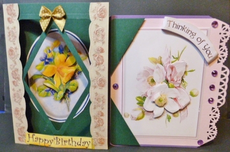 Daffodil & Pink Flowers Duodecoupage by Susan Powell-Barton