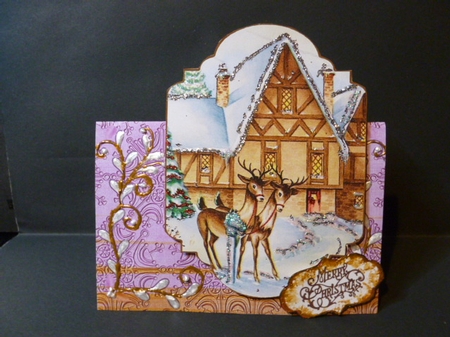 Reindeer House Thinking of You Fancy Stand Up Card Kit by Susan Powell-Barton