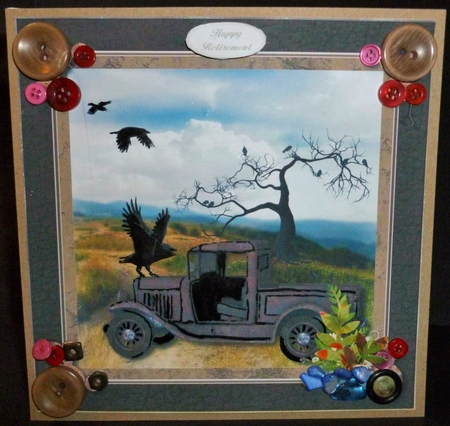 Black Birds & Truck Card Topper 1 by Susan Powell-Barton