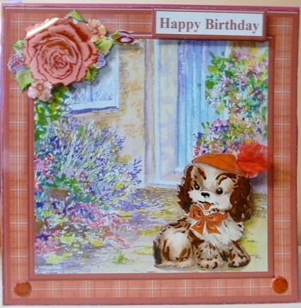 Puppy by the Door Card Topper & Decoupage by Susan Powell-Barton