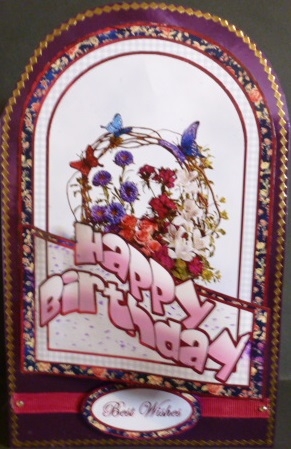 Cutaway card - Vintage floral basket (blue) by Susan Powell-Barton