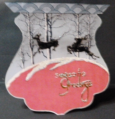 Red & Black Art Deco Christmas Deer Quick Card by Susan Powell-Barton