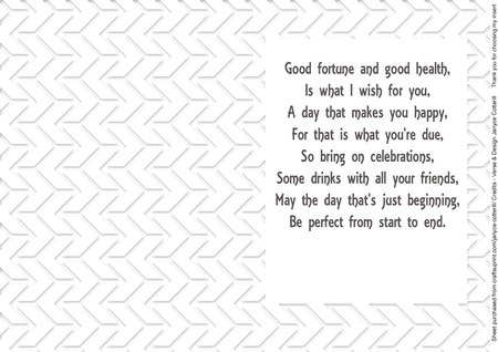 Birthday Verse Insert 1 (Ink Saving) by Susan Powell-Barton